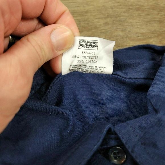 Vintage King Louie Polo T-Shirt Blue Solid Collared Short Sleeve 90s Cotton Mens - Picture 2 of 7